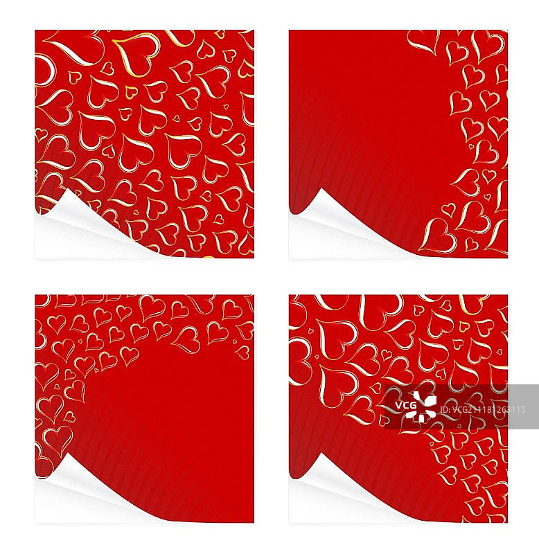 四张红色情人节卡片矢量图图片素材