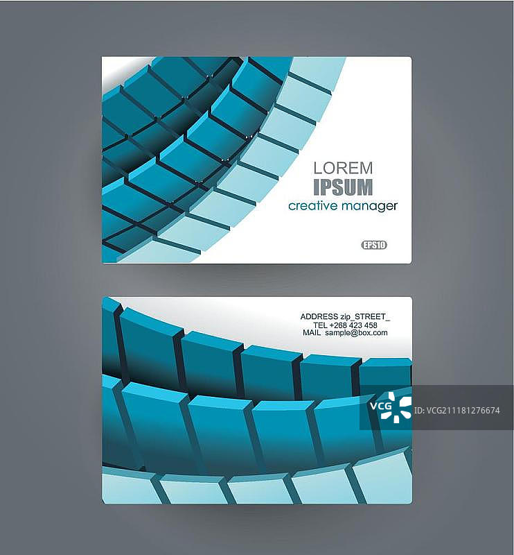 蓝色瓷砖设计名片矢量模板图片素材
