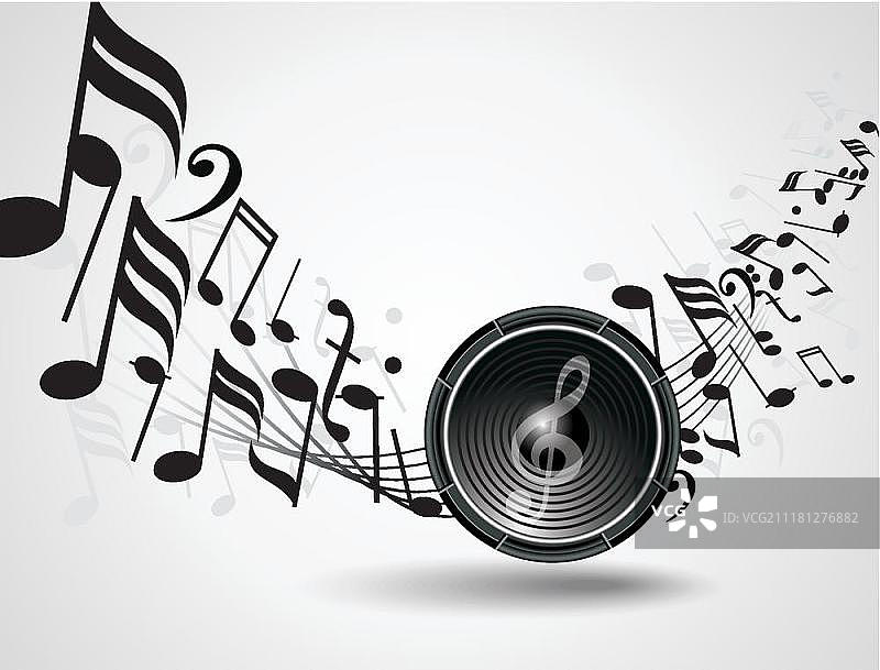 音频扬声器和音符矢量背景图片素材