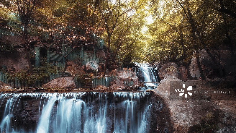 晋中绵山瀑布流水图片素材