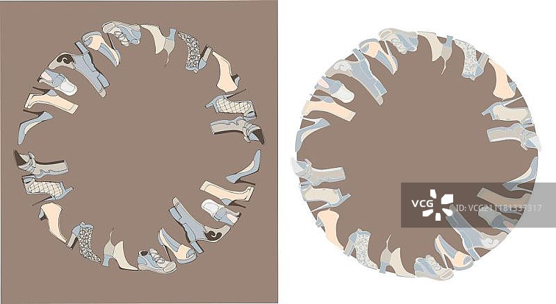 创意概念矢量图：女士鞋子手绘插画图片素材