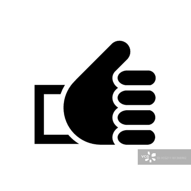 白色背景上的黑色点赞图标图片素材