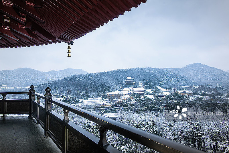 杭州南屏晚钟雪景图片素材
