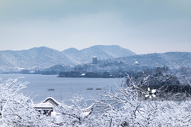 西湖雪景图片素材