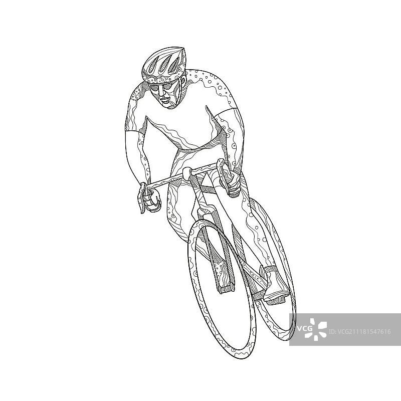 自行车公路赛运动员涂鸦艺术插画图片素材