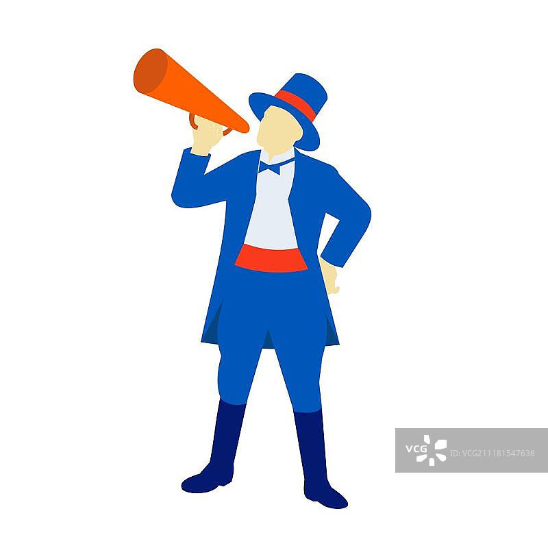 复古风格插画：马戏团主持人手持扩音器图片素材