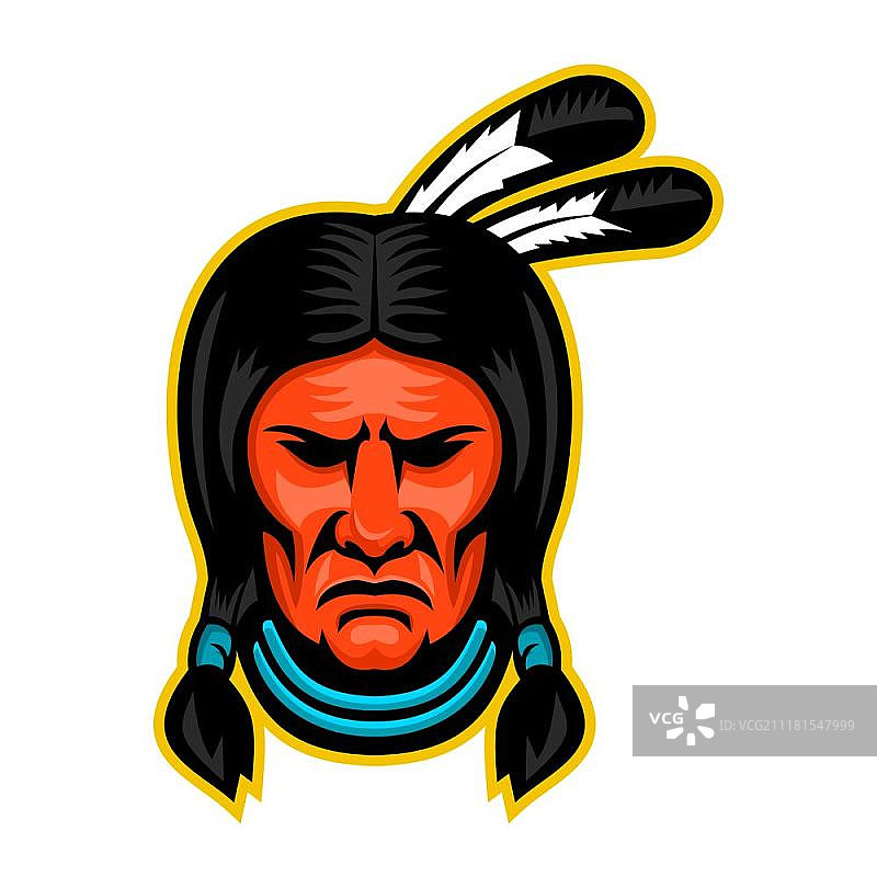 苏族酋长体育吉祥物头像图片素材