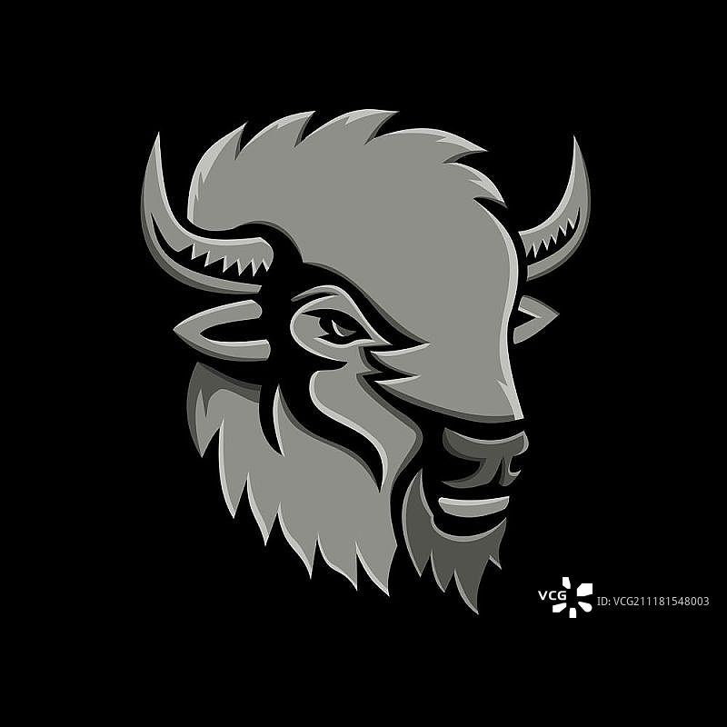金属风格美洲野牛头像图标图片素材