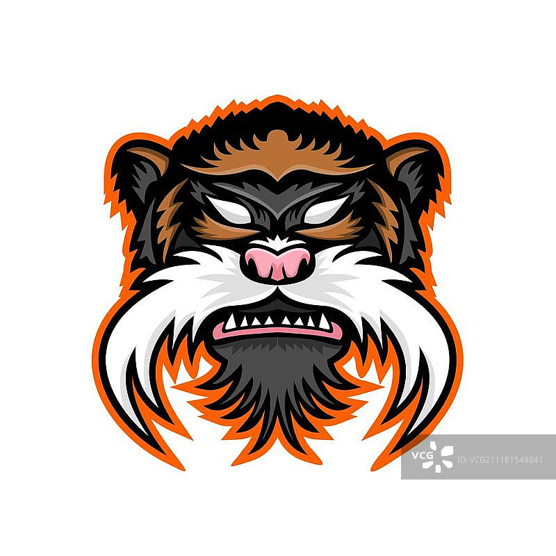 帝王髭狨猴吉祥物头像插画图片素材