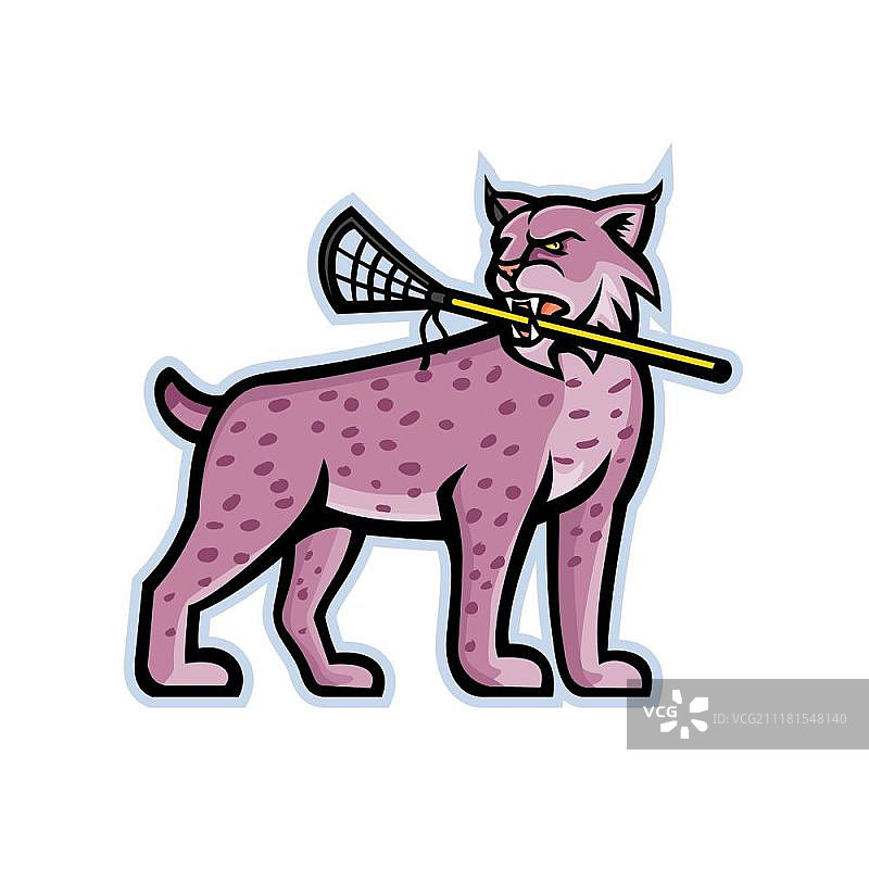 山猫或猞猁长曲棍球吉祥物图片素材