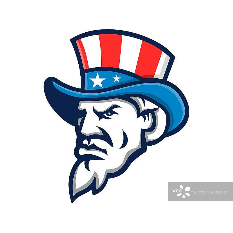 戴着美国星条旗高帽的山姆大叔吉祥物图片素材
