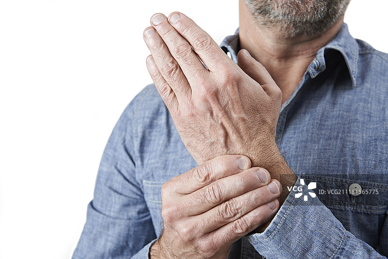 男子患有重复性劳损特写图片素材