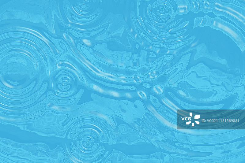 带水滴圆圈的波浪形绿松石水面插画图片素材