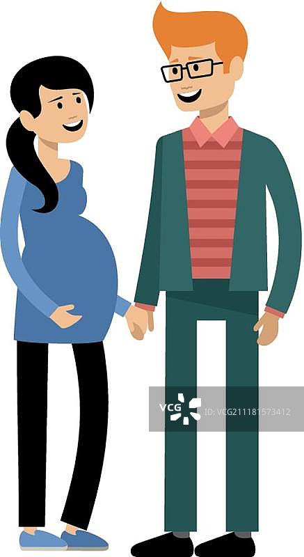 夫妻期待孩子出生矢量插画图片素材