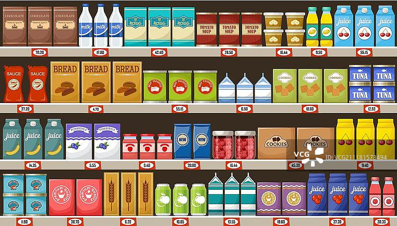 超市货架商品饮品矢量图图片素材