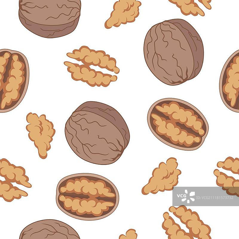 扁平风格核桃无缝图案矢量素材图片素材