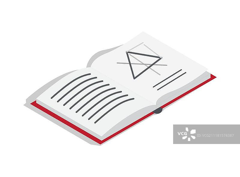 带有草图的开放式几何教科书图片素材