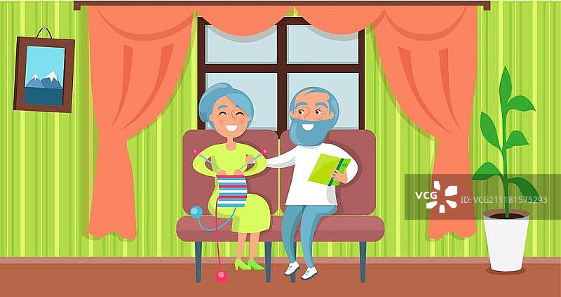 快乐祖父母节：老年夫妇坐在一起图片素材