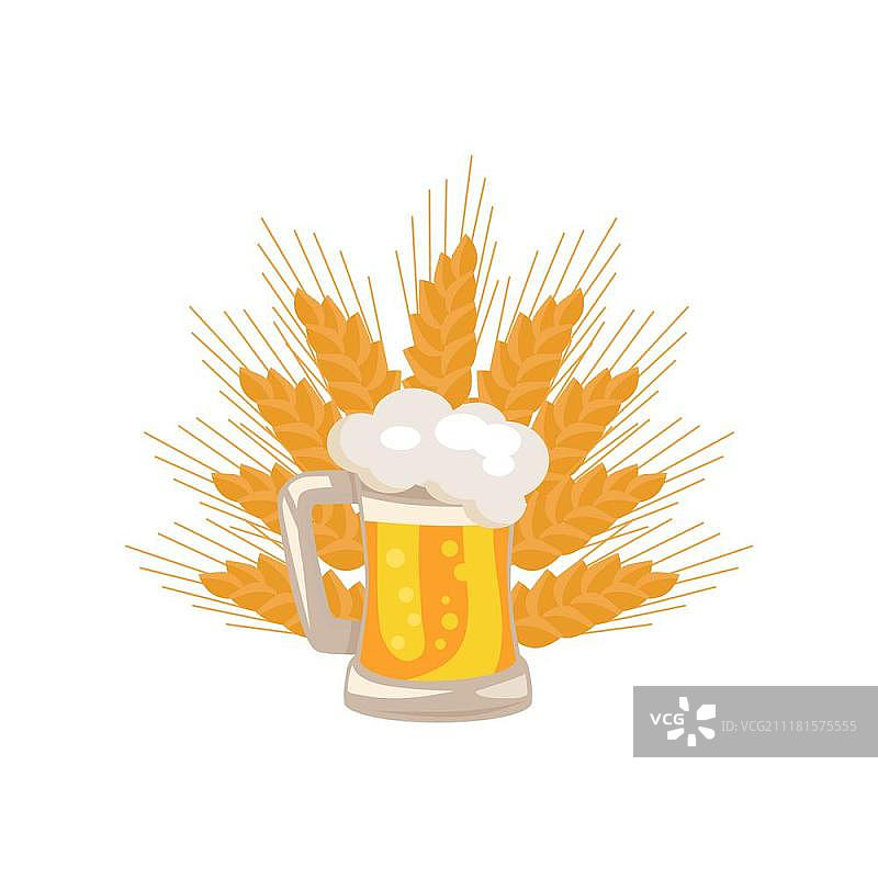 带白色泡沫的传统啤酒杯矢量图图片素材