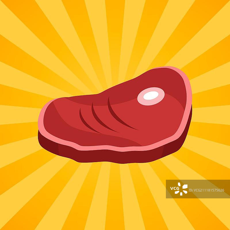 带骨培根牛排矢量插图。新鲜烤肉，营养牛肉与血丝，适合在啤酒节享用的烧烤美食图片素材