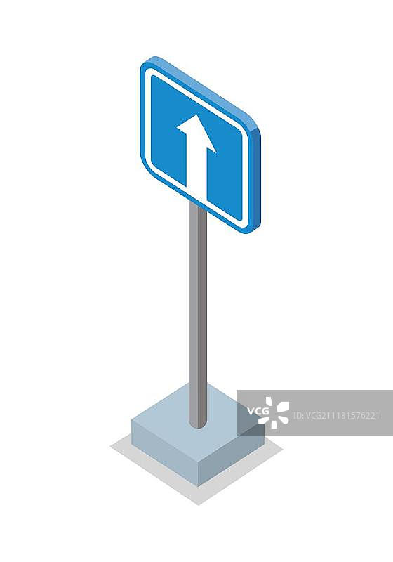 单行道交通标志：扁平风格城市等距对象图片素材