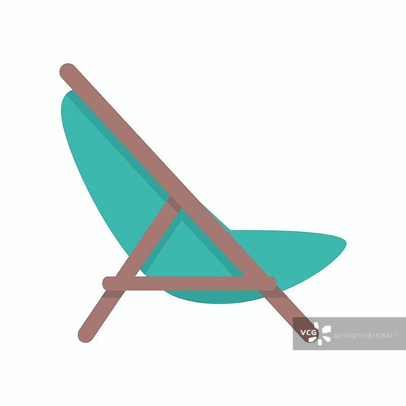 扁平风格设计的沙滩躺椅矢量插画：海边的夏日度假概念图片素材