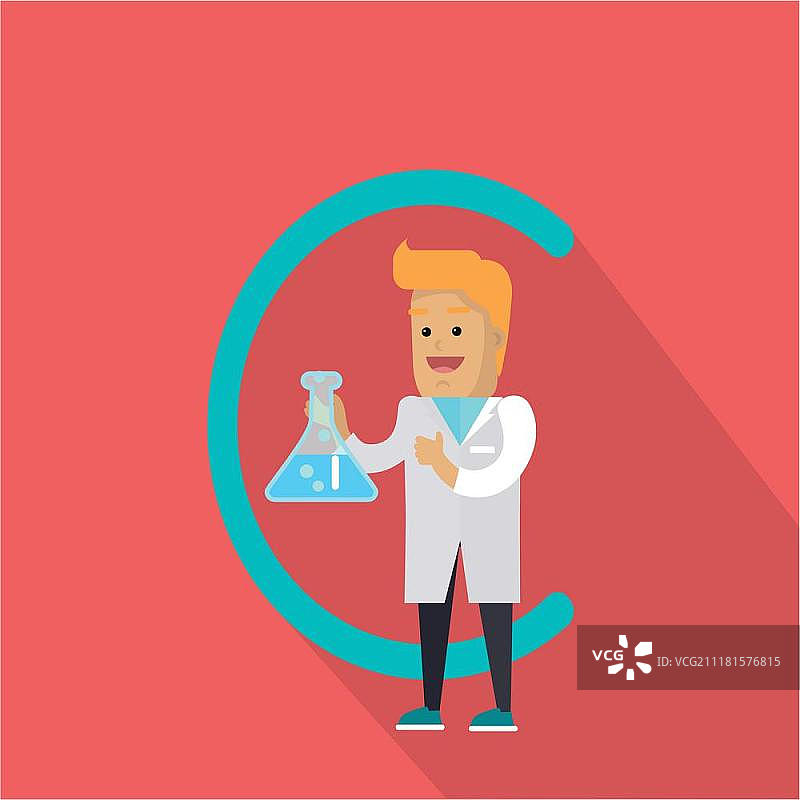 C字母与化学烧瓶科学家教育横幅图片素材