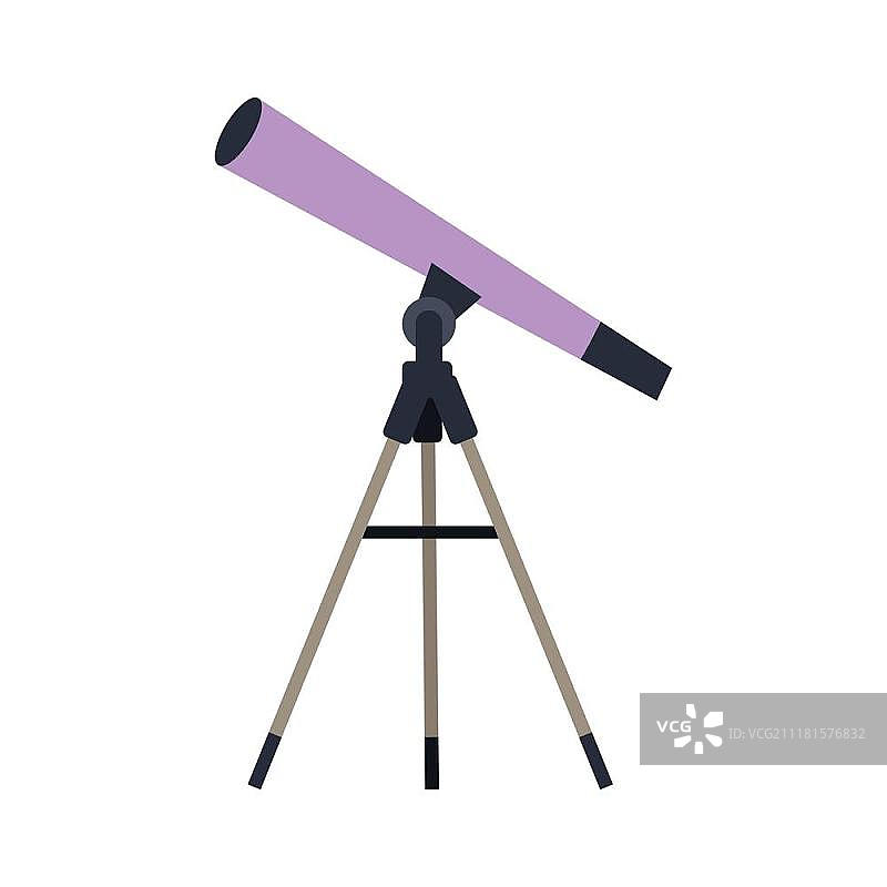 扁平风格望远镜矢量图：天文观测图片素材