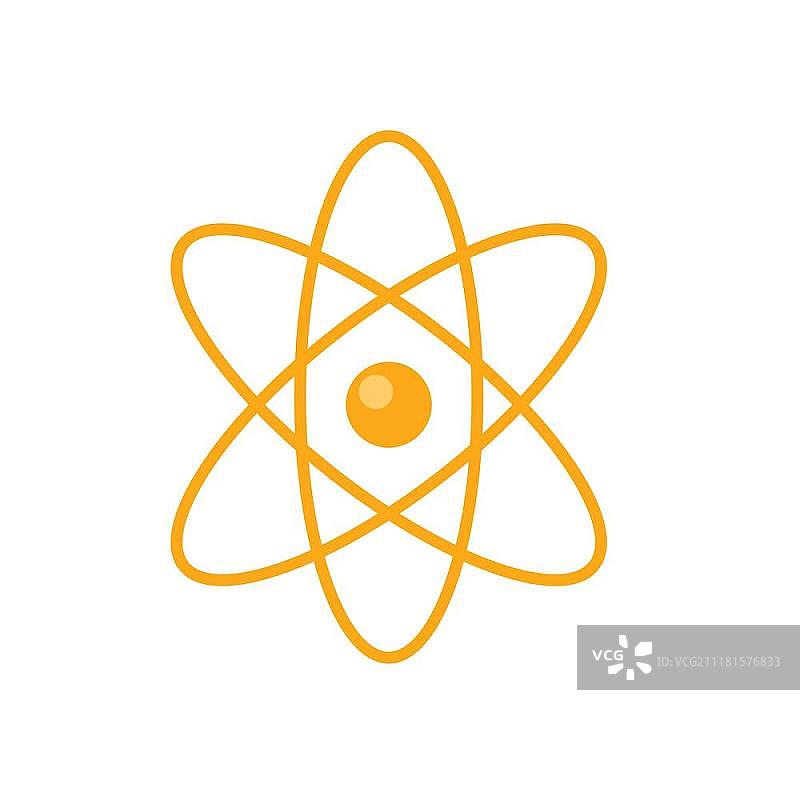 扁平风格设计的原子核与电子轨道矢量图，核能，科学教育概念插画，量子物理学，微观粒子，白色背景原子矢量插画图片素材