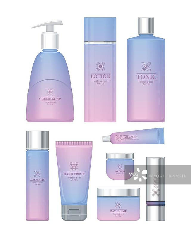 专业系列化妆品套装矢量图图片素材