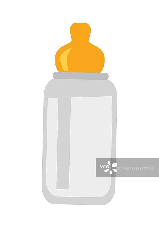 白色背景下的带奶嘴的儿童奶瓶矢量图图片素材
