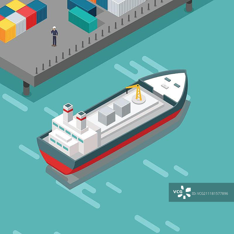 货物港口矢量图：等距投影图片素材