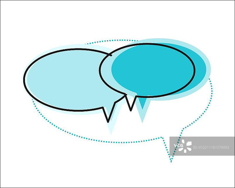 对话窗口图标。蓝色对话窗口图标。聊天图标。在线交流元素。扁平设计元素、符号、标志、图标。白色背景上的孤立对象。矢量图。图片素材