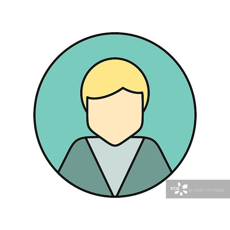 年轻男人私人头像图标。社交网络商务用户头像象形图。圆形线条图标。图片素材