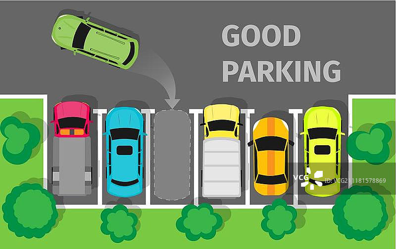 良好停车矢量素材：车辆规范停放，礼貌驾驶员图片素材