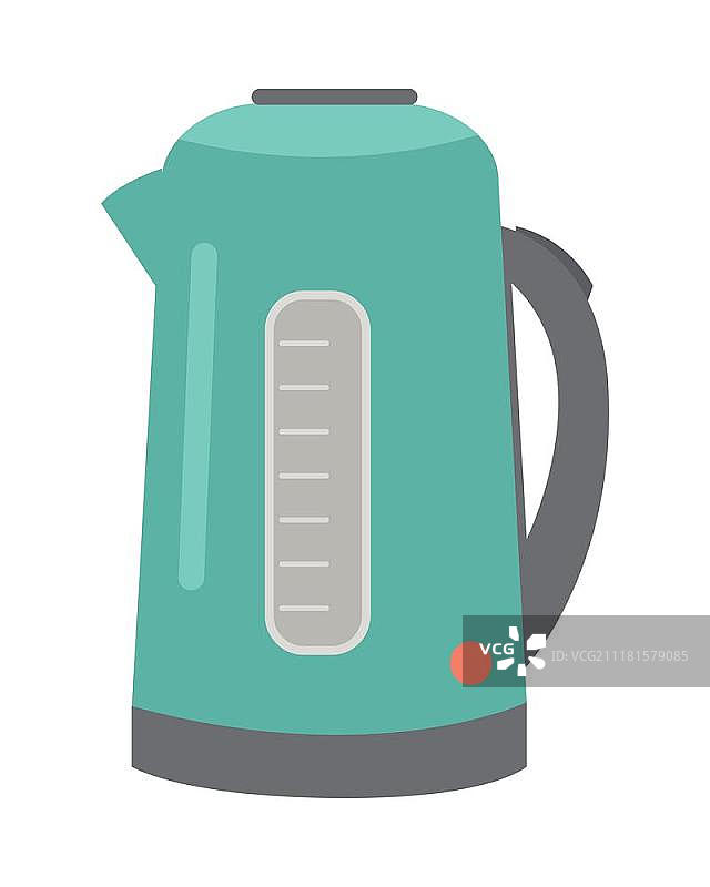 白色背景上的茶壶或电热水壶矢量图图片素材