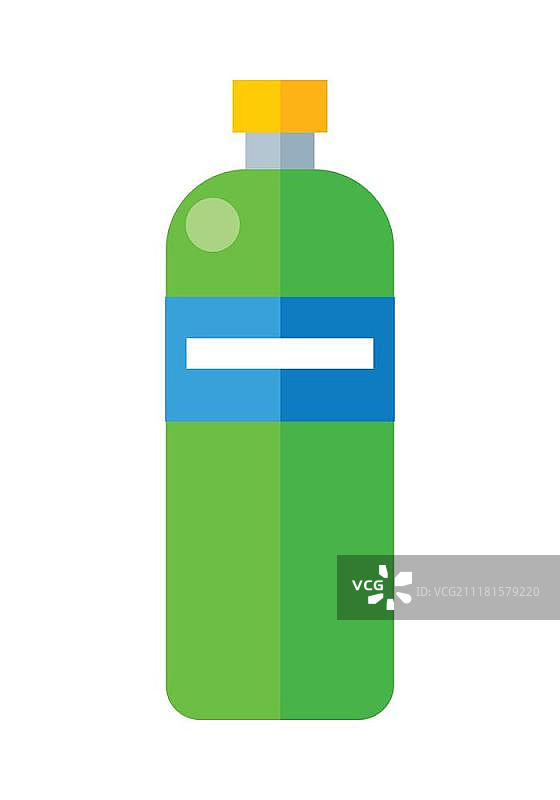 绿色塑料瓶：矿泉水瓶插画，零售店元素，白色背景矢量图图片素材