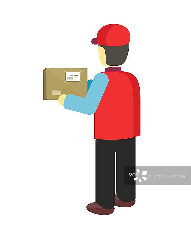送货员手持包裹图片素材