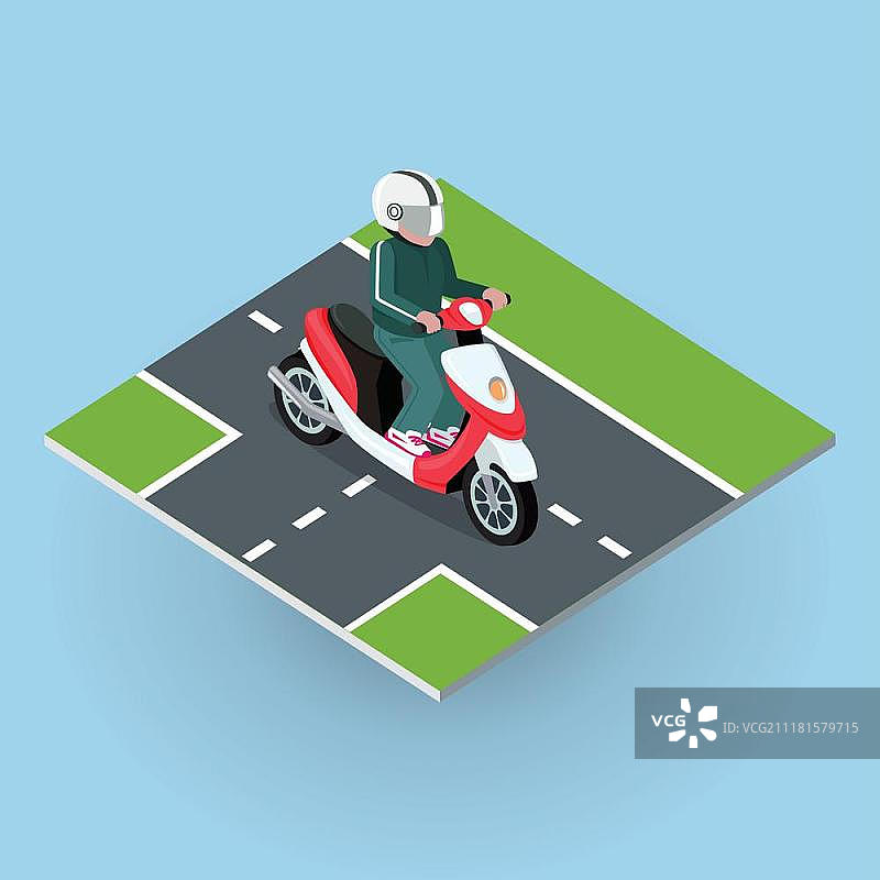 2.5D旅行轻便摩托车矢量图图片素材