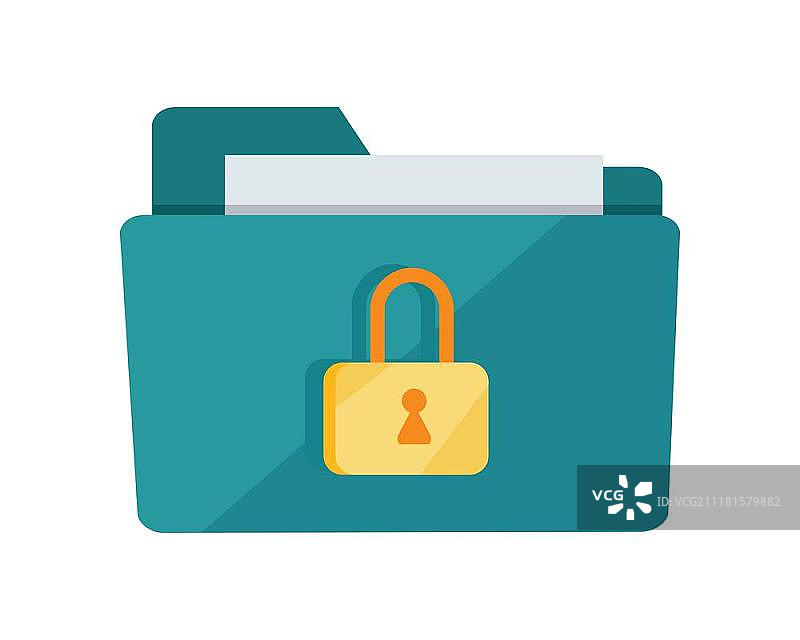 带锁文件夹图标矢量素材：文件保护，数据安全和隐私概念图片素材