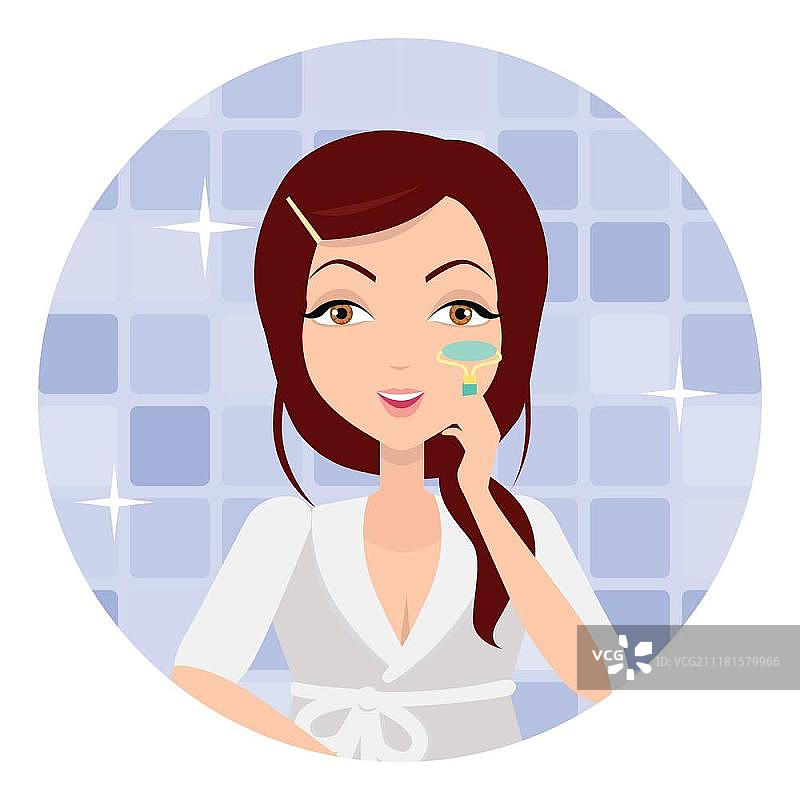 用睫毛夹化妆的女孩矢量插画图片素材