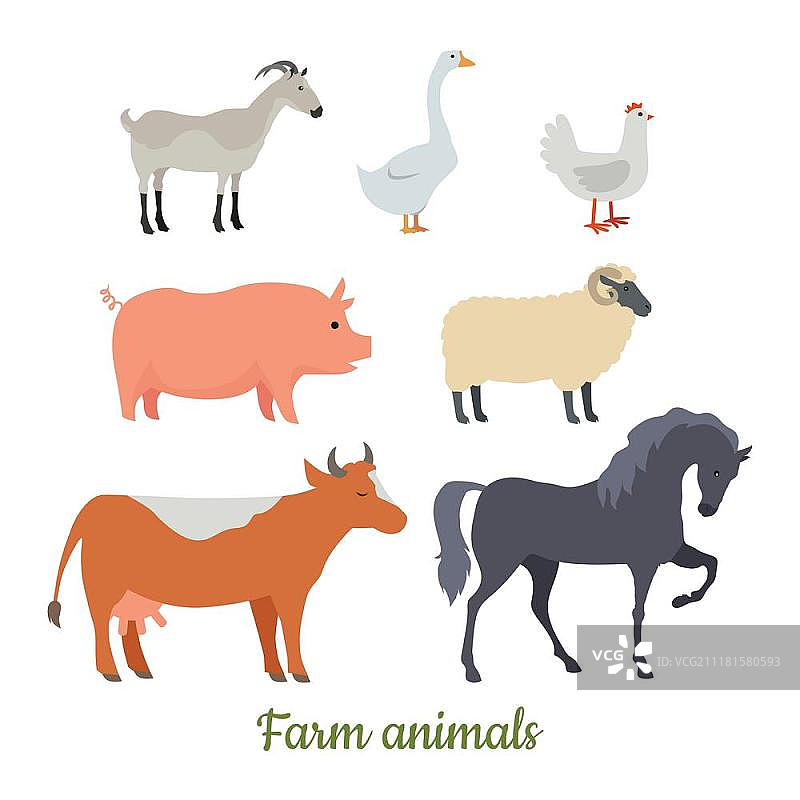 农场动物贴纸套装（儿童用矢量图）图片素材