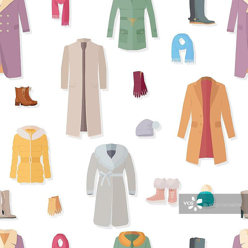 秋冬女装配饰无缝图案矢量背景图片素材