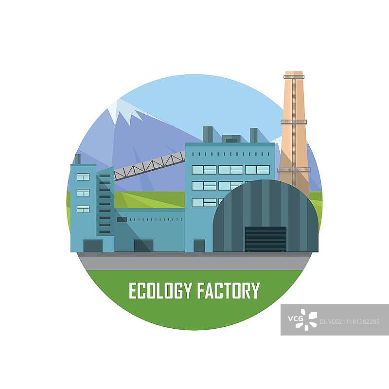 生态工厂扁平风格图标图片素材