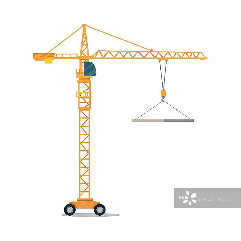 工业黄色起重机吊起重型玻璃元件矢量图图片素材