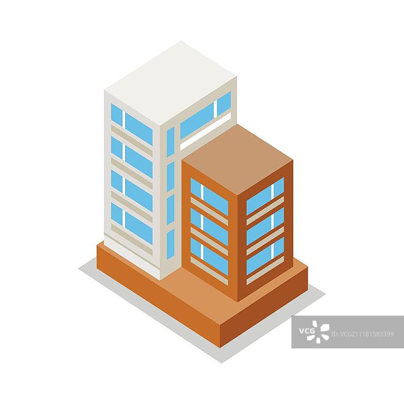 2.5D现代公寓建筑图片素材