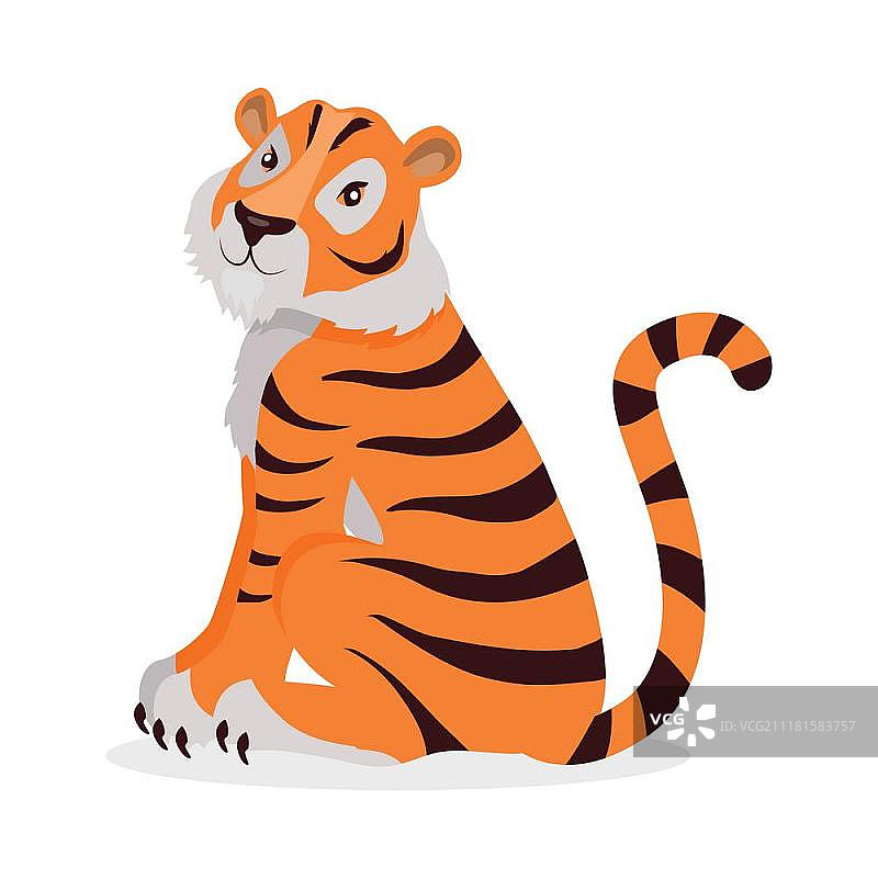 老虎卡通形象（白色背景）图片素材