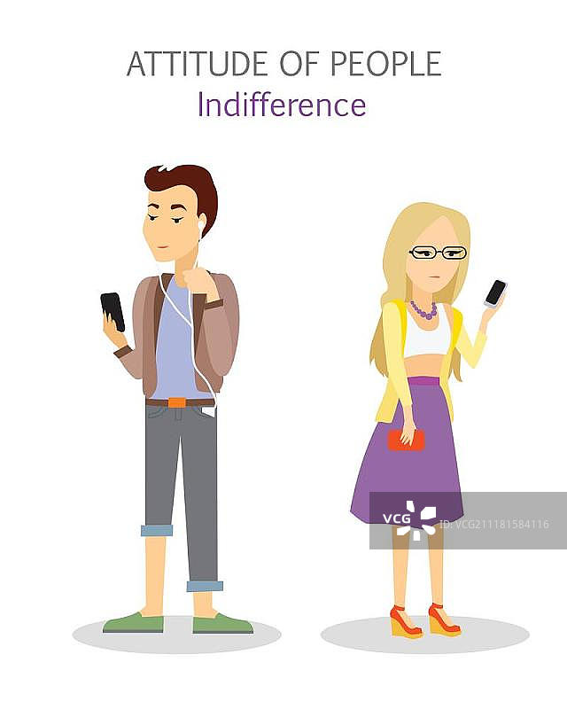 玩手机的冷漠青少年矢量图图片素材