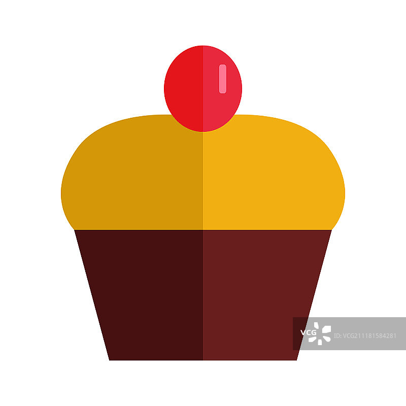 彩色蛋糕矢量插图，扁平设计，家庭烘焙，美味的甜面包覆盖着焦糖樱桃浆果釉，用于面包店、糖果店、咖啡馆广告、菜单、应用程序象形图的图标，漂亮的蛋糕矢量插图图片素材