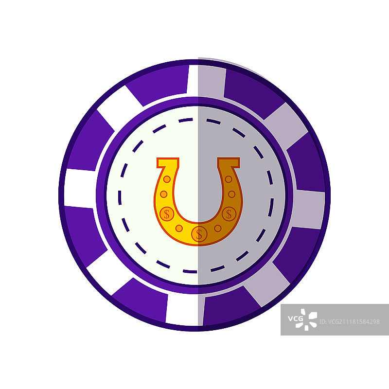 扁平风格紫色马蹄铁标志游戏筹码矢量图图片素材